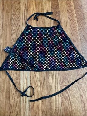 Vintage Morbid Threads 90’s rainbow sparkly halter tie top L